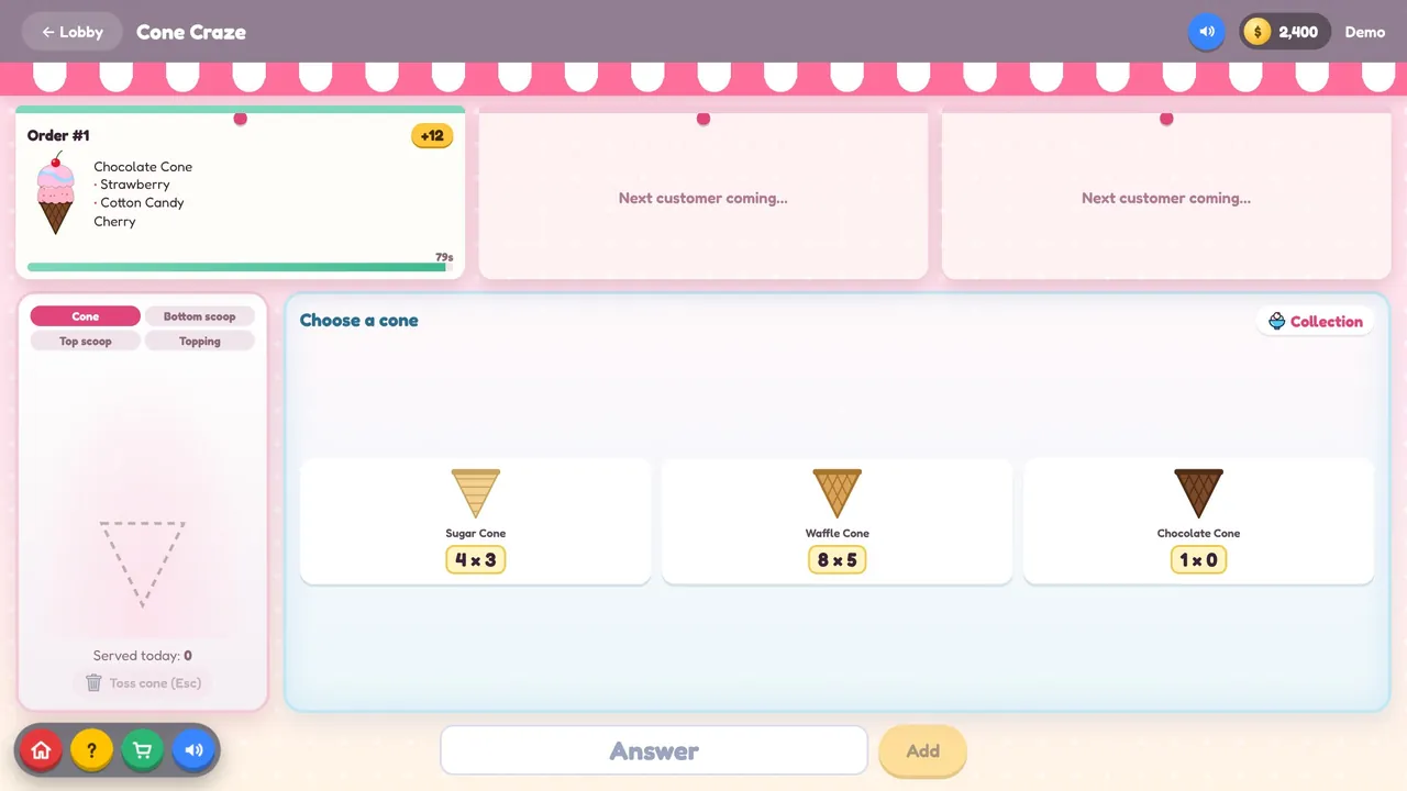 Cone Craze game screen