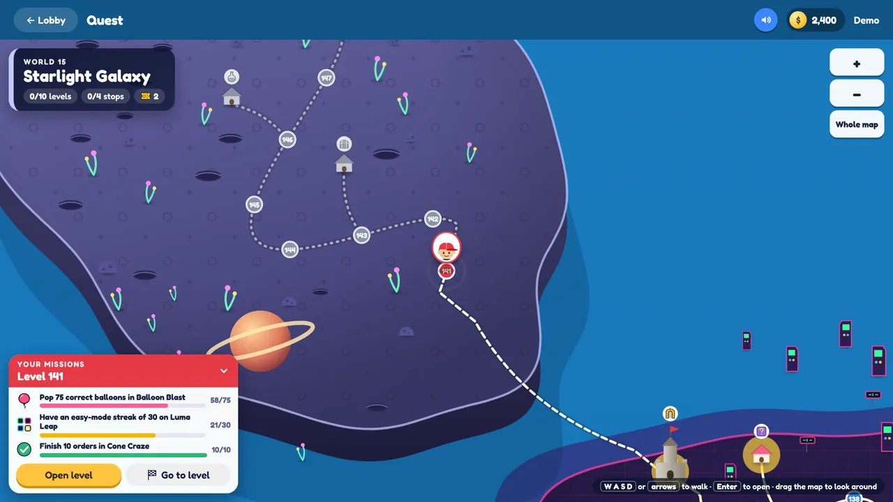 The Mathlete Quest map